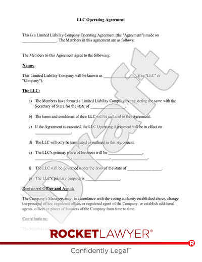 District of Columbia LLC Operating Agreement document preview