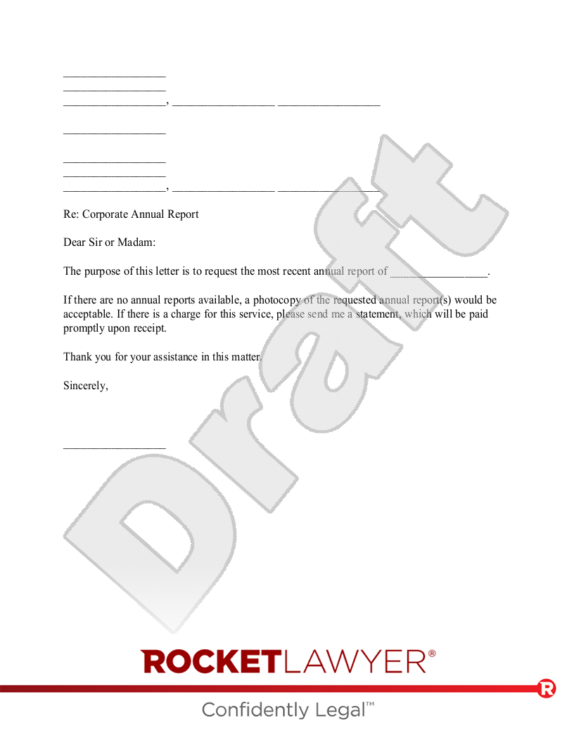 Annual Corporate Report Request document preview