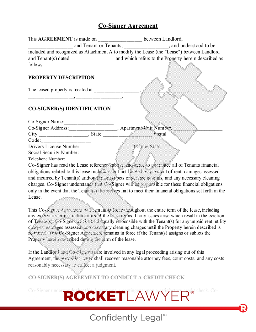 Co-Signer Agreement document preview