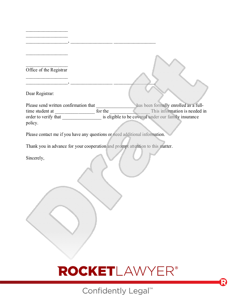 Confirmation of Enrollment document preview