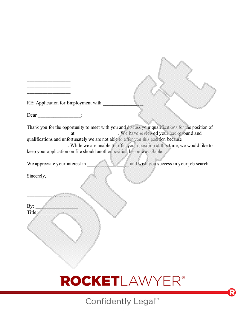 Employment Rejection Letter document preview