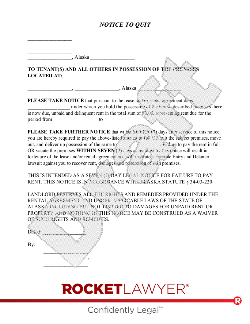 Alaska Eviction Notice document preview