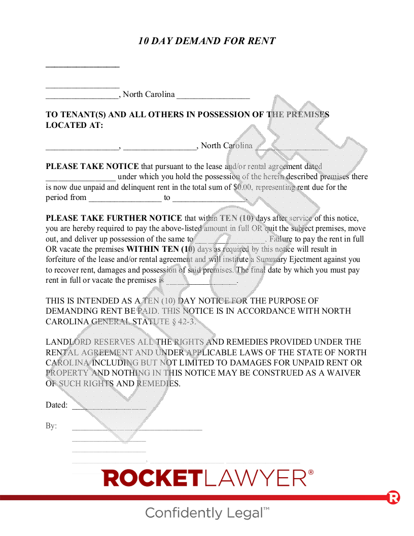North Carolina Eviction Notice document preview