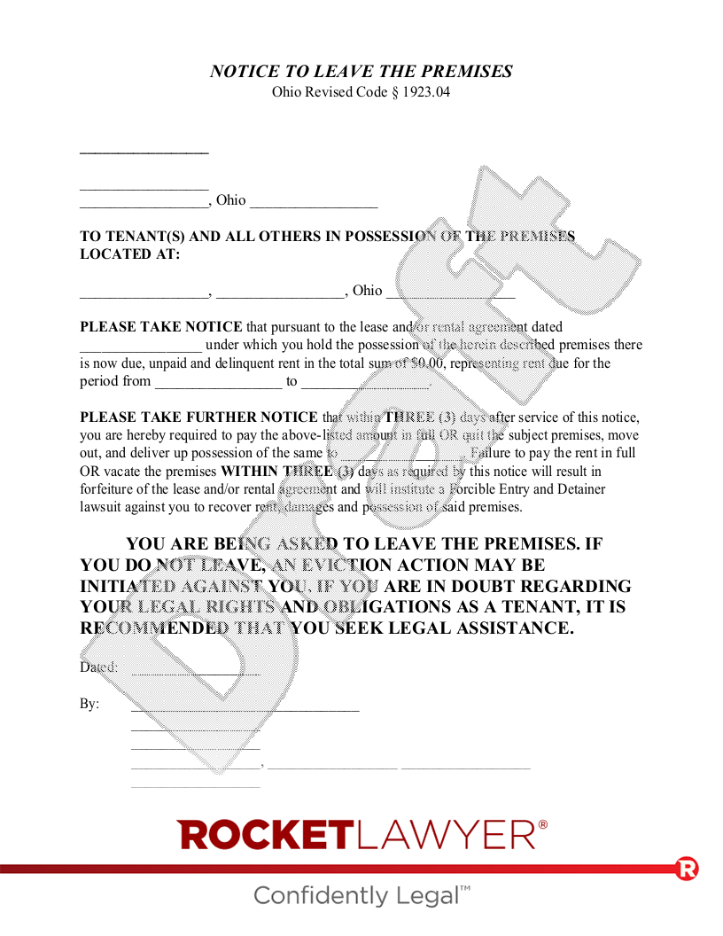 Ohio Eviction Notice document preview