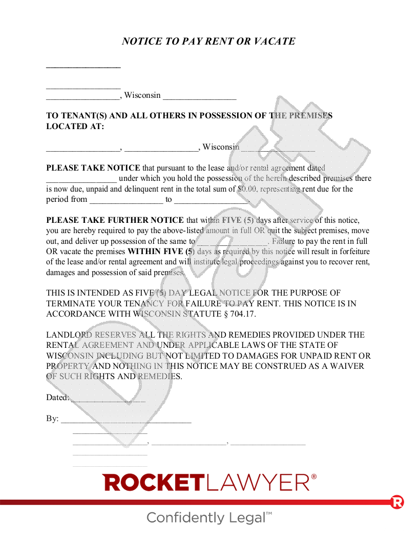 Wisconsin Eviction Notice document preview