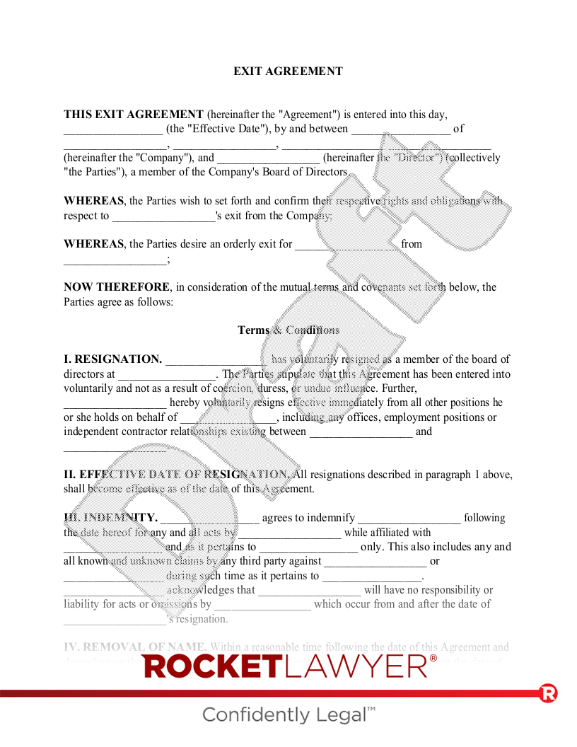 Exit Agreement document preview