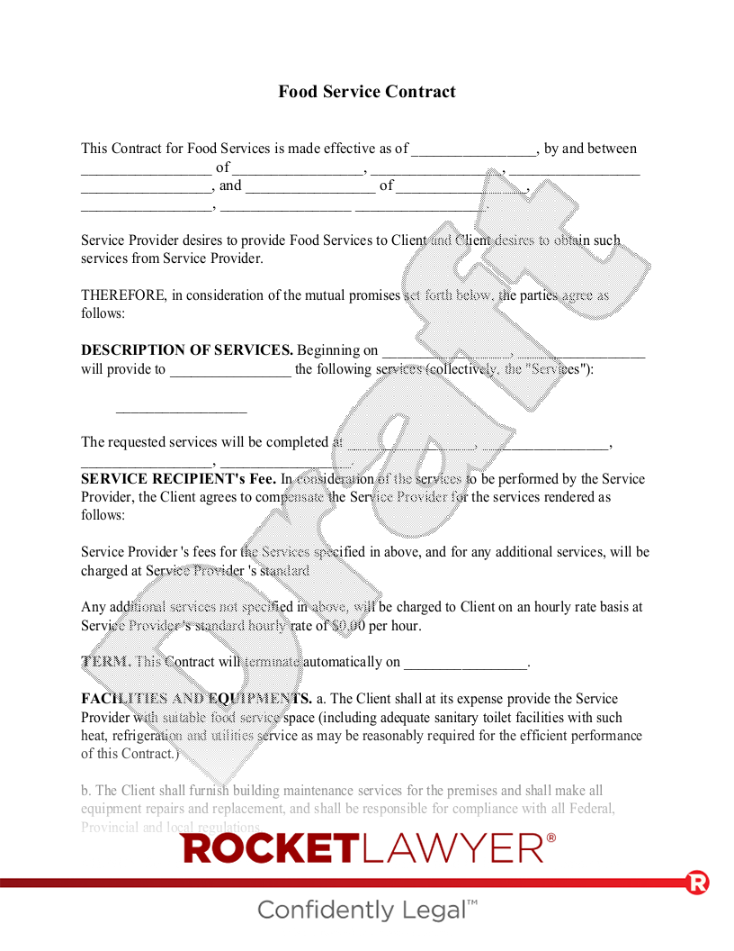 Food Service Contract document preview