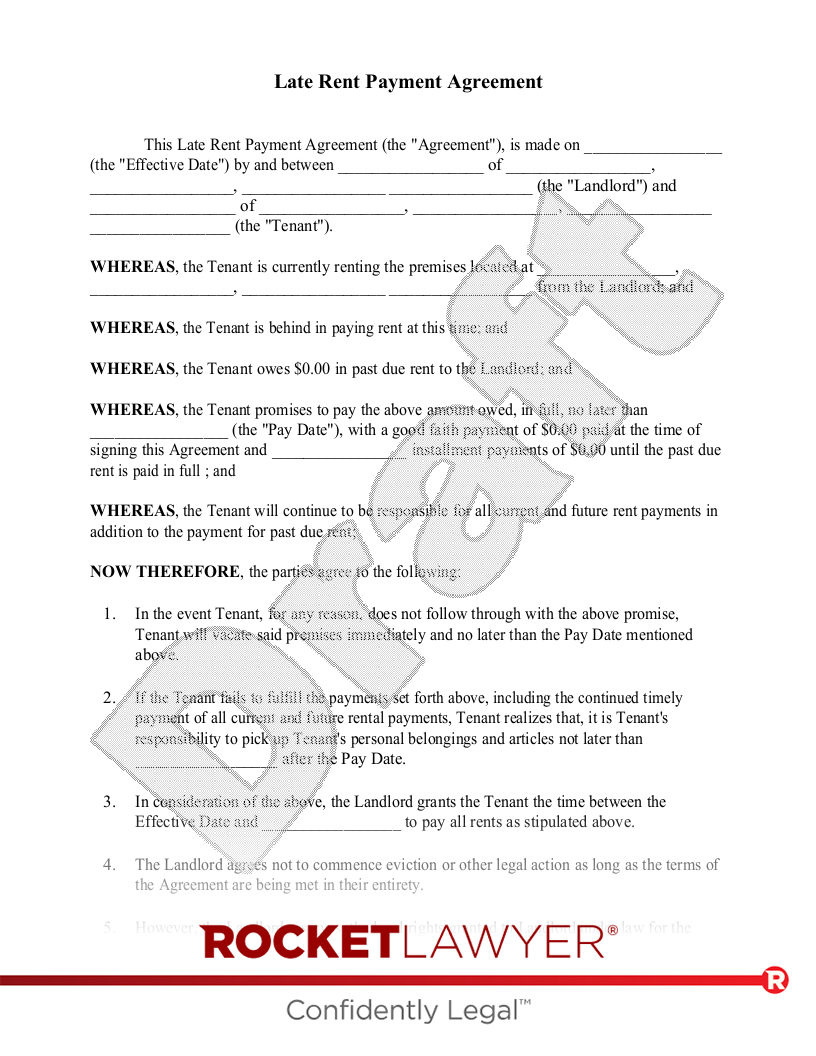 Late Rent Payment Agreement document preview