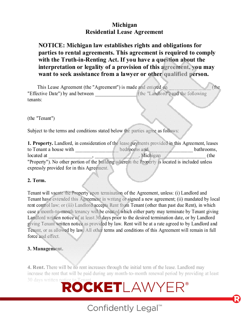 Michigan Lease Agreement document preview