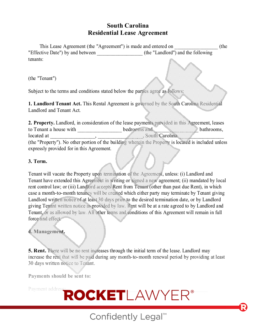 South Carolina Lease Agreement document preview