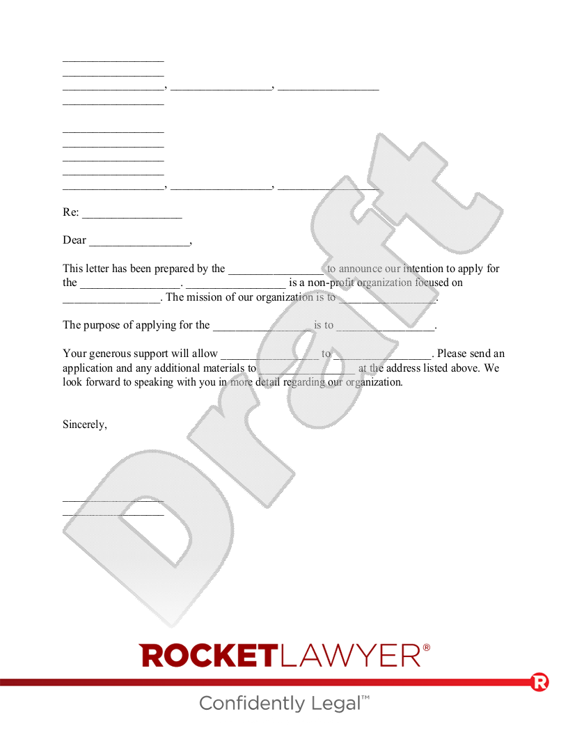 Letter of Intent for Grant for Non-Profit document preview