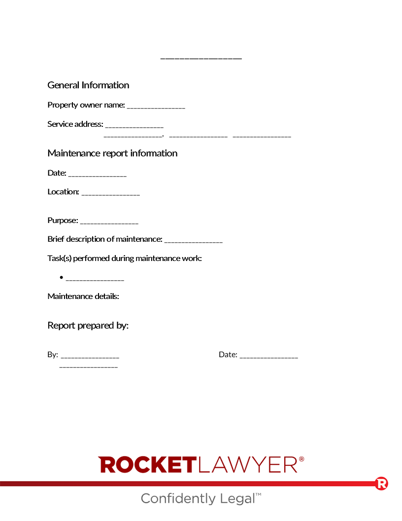 Maintenance Report Form document preview