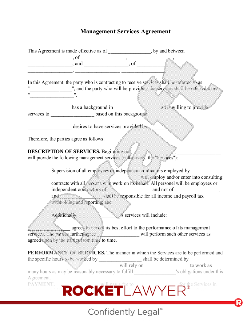 Management Services Agreement document preview