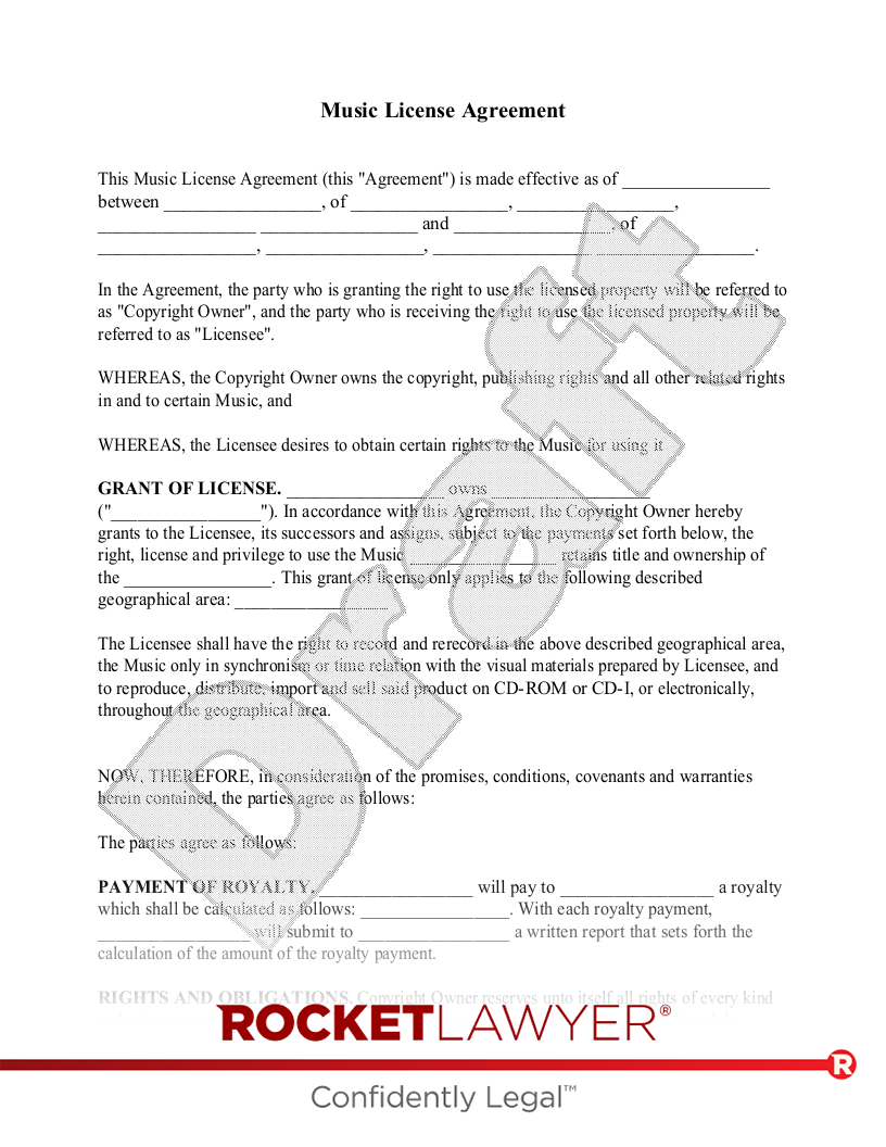 Music License Agreement document preview