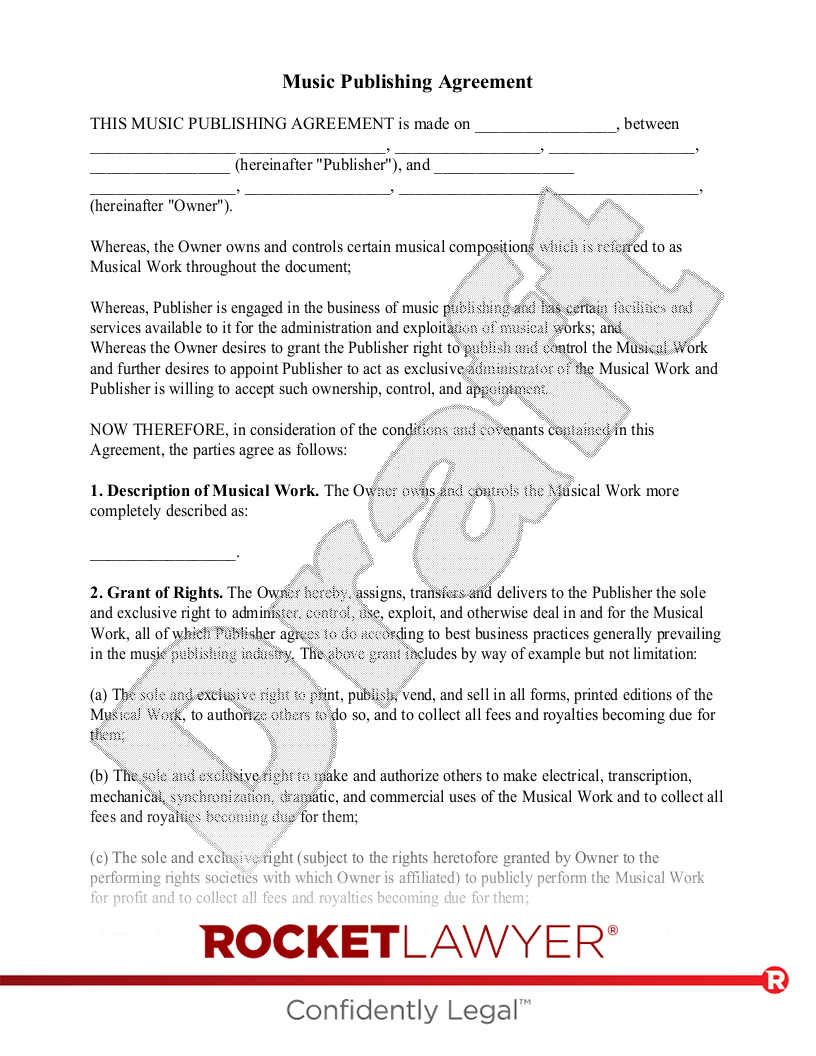 Music Publishing Agreement document preview