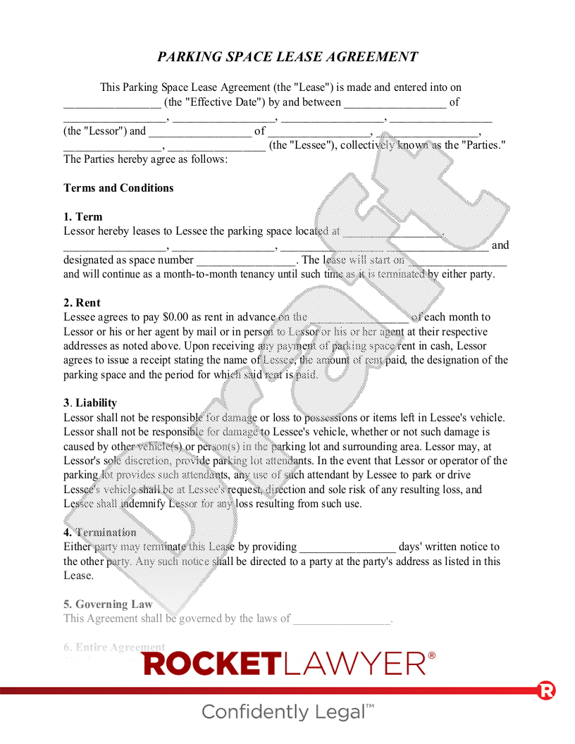 Parking Space Lease Agreement document preview