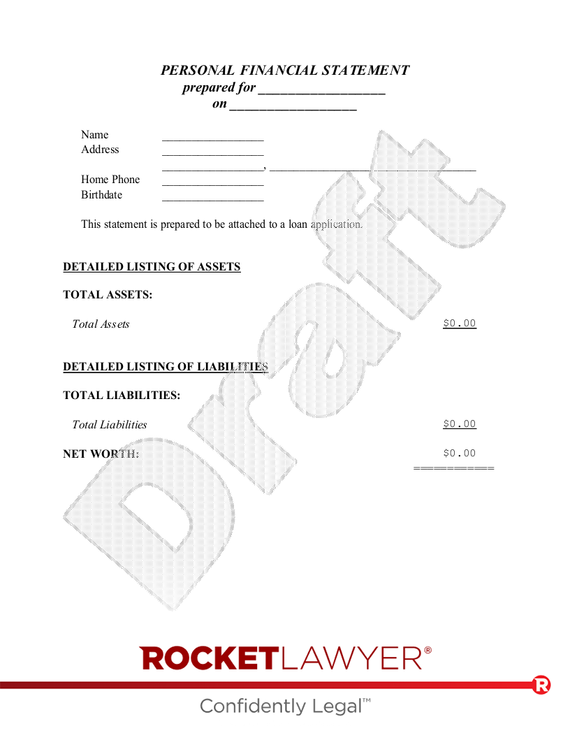 Personal Financial Statement document preview