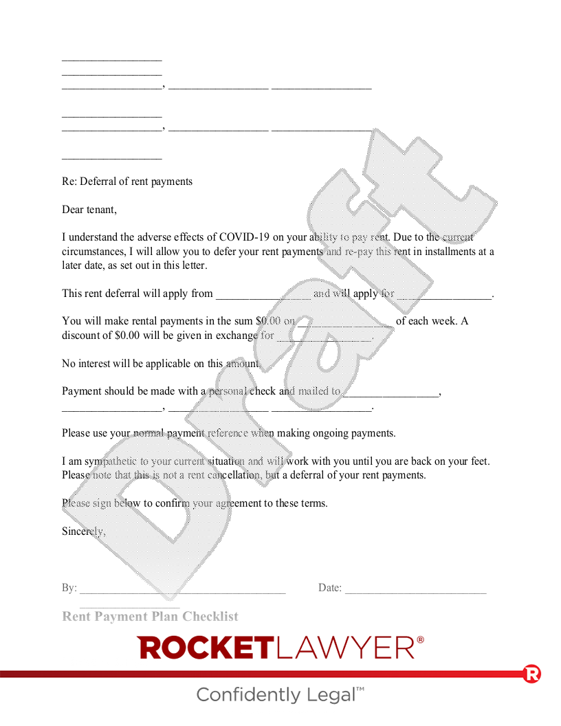 Rent Payment Plan document preview