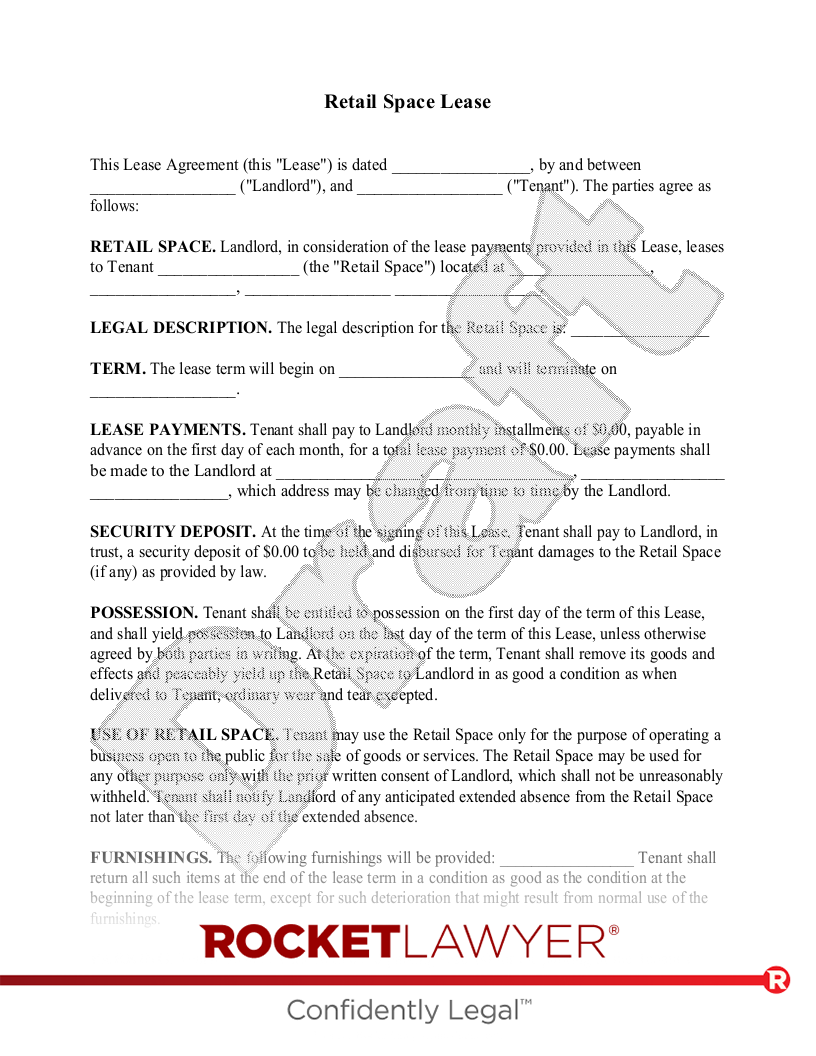 Retail Space Lease document preview