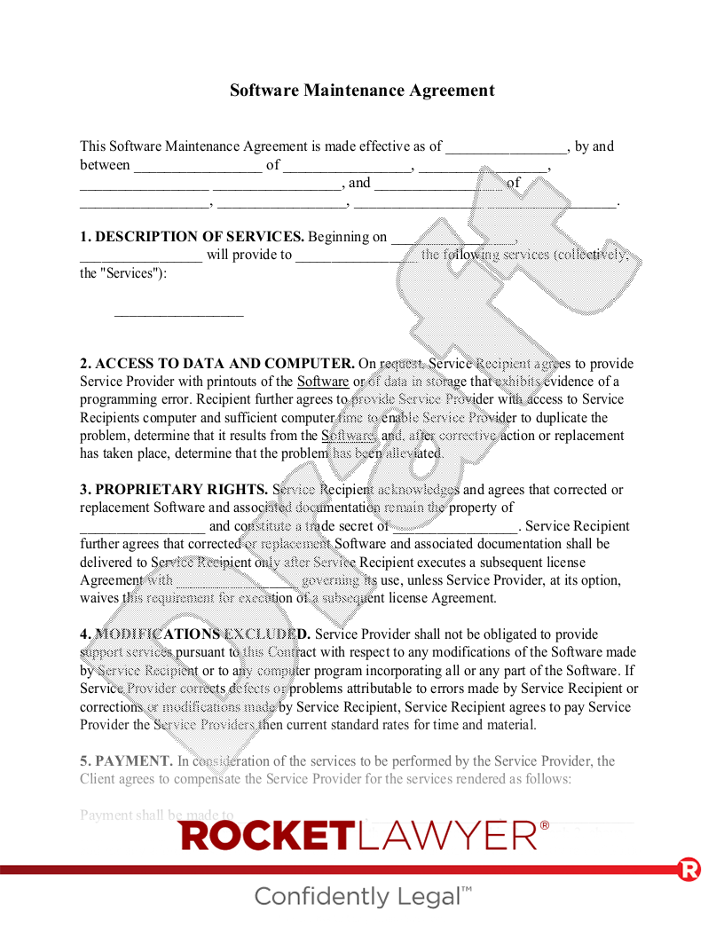 Software Maintenance Agreement document preview