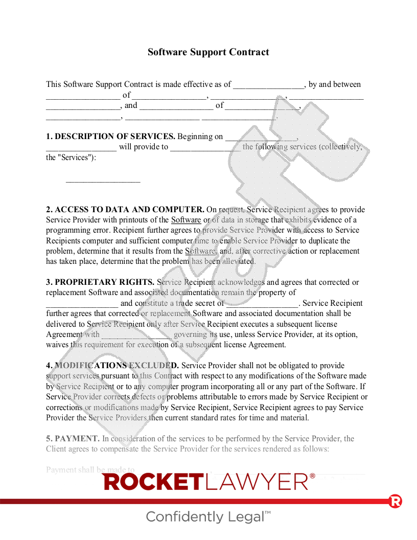 Software Support Contract document preview