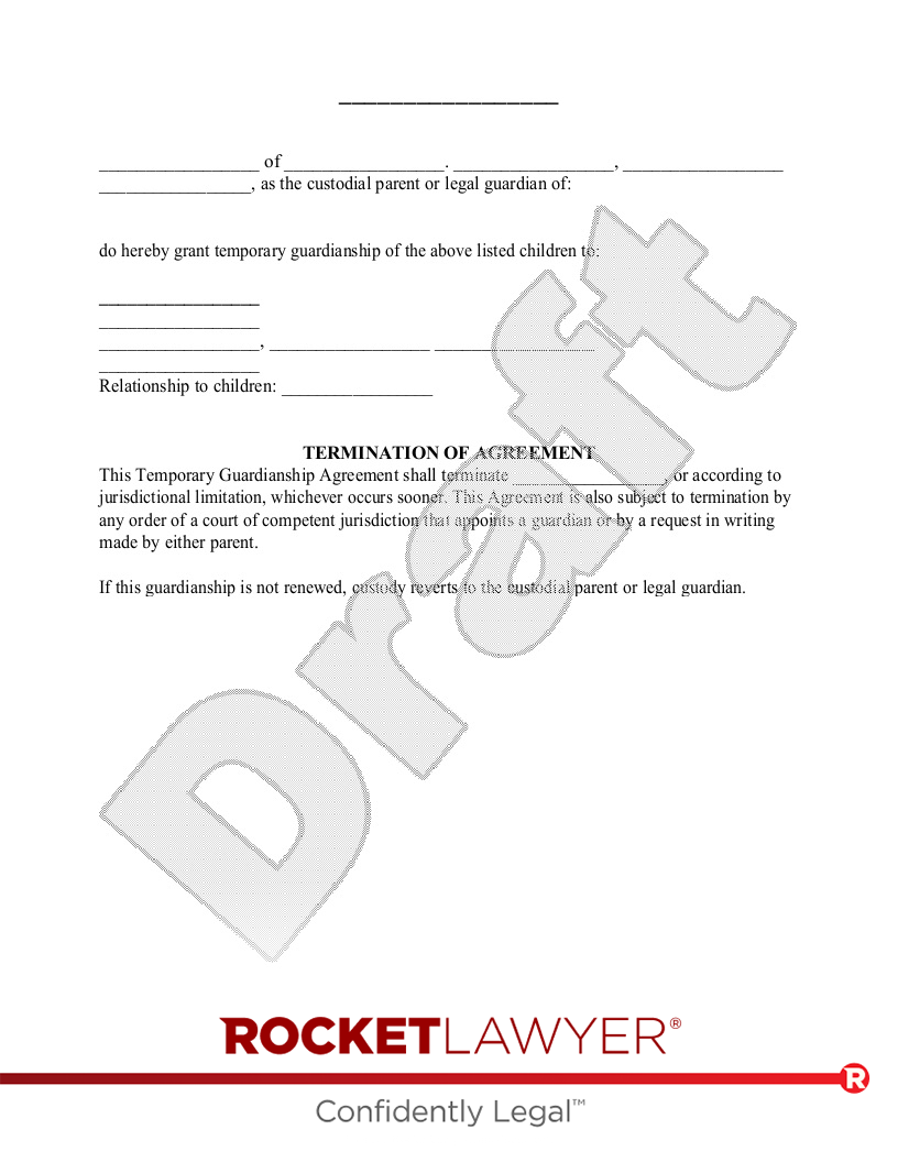 Temporary Guardianship Agreement document preview