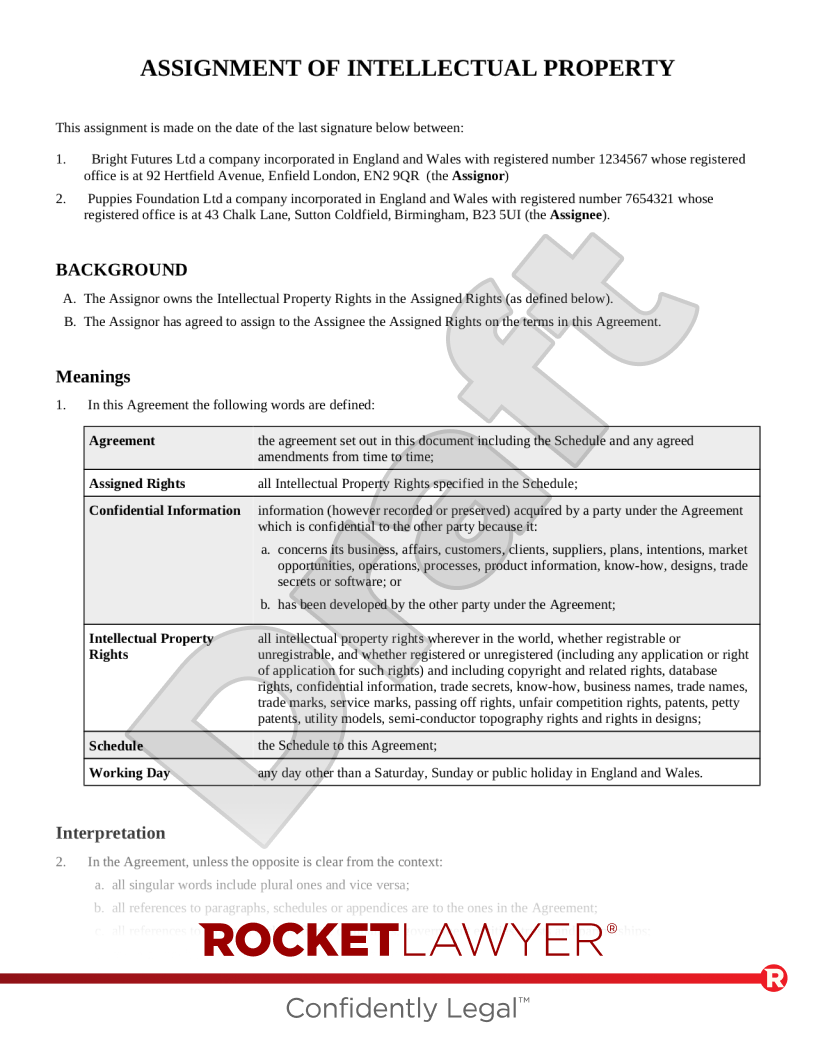 Assignment of Intellectual Property document preview