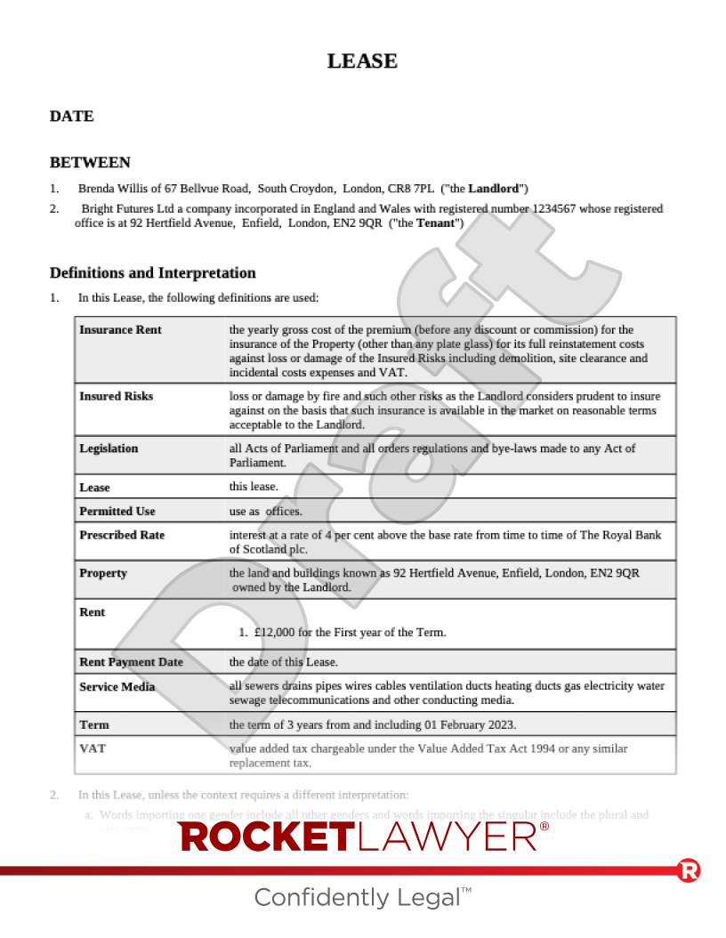 Commercial Lease document preview