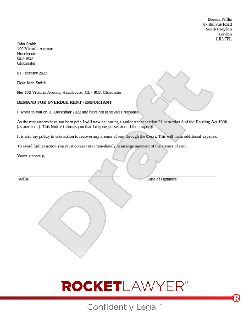 Final Rent Demand Letter document preview