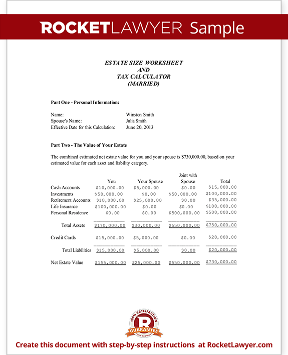 Sample Estate Size Worksheet and Tax Calculator - Single Sample-Estate-Size-Worksheet-and-Tax-Calculator---Married-Form-Template.png