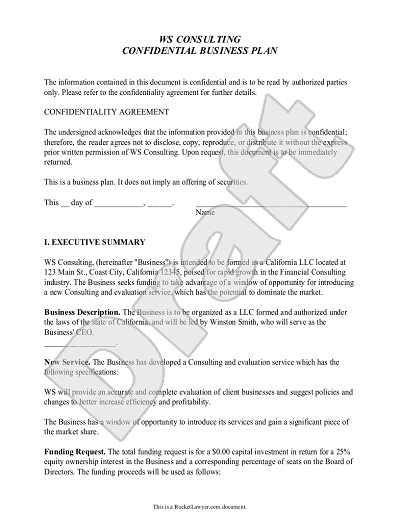 Form of business ownership business plan