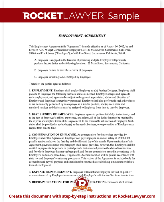 "Sample Sample Employment Contract Form Template
