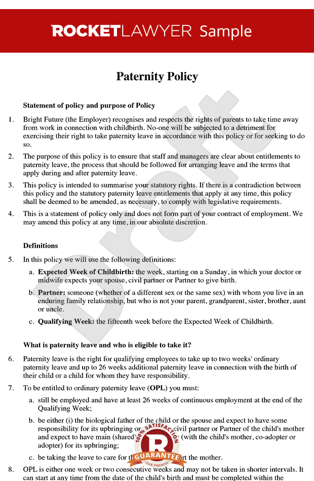 Paternity Leave Policy - Paternity Leave Rights Policy Paternity Leave Policy - Paternity Leave Rights Policy