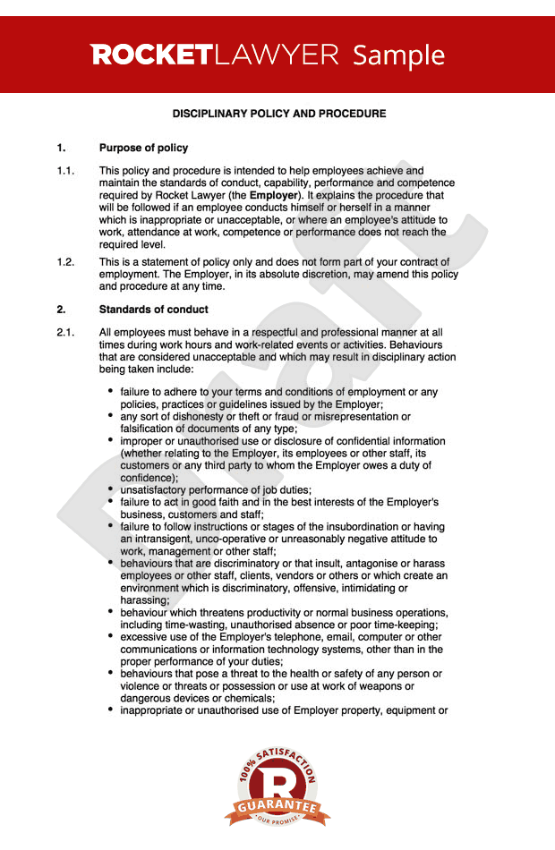 Disciplinary procedure - Create a Disciplinary Policy Online Disciplinary procedure - Create a Disciplinary Policy Online