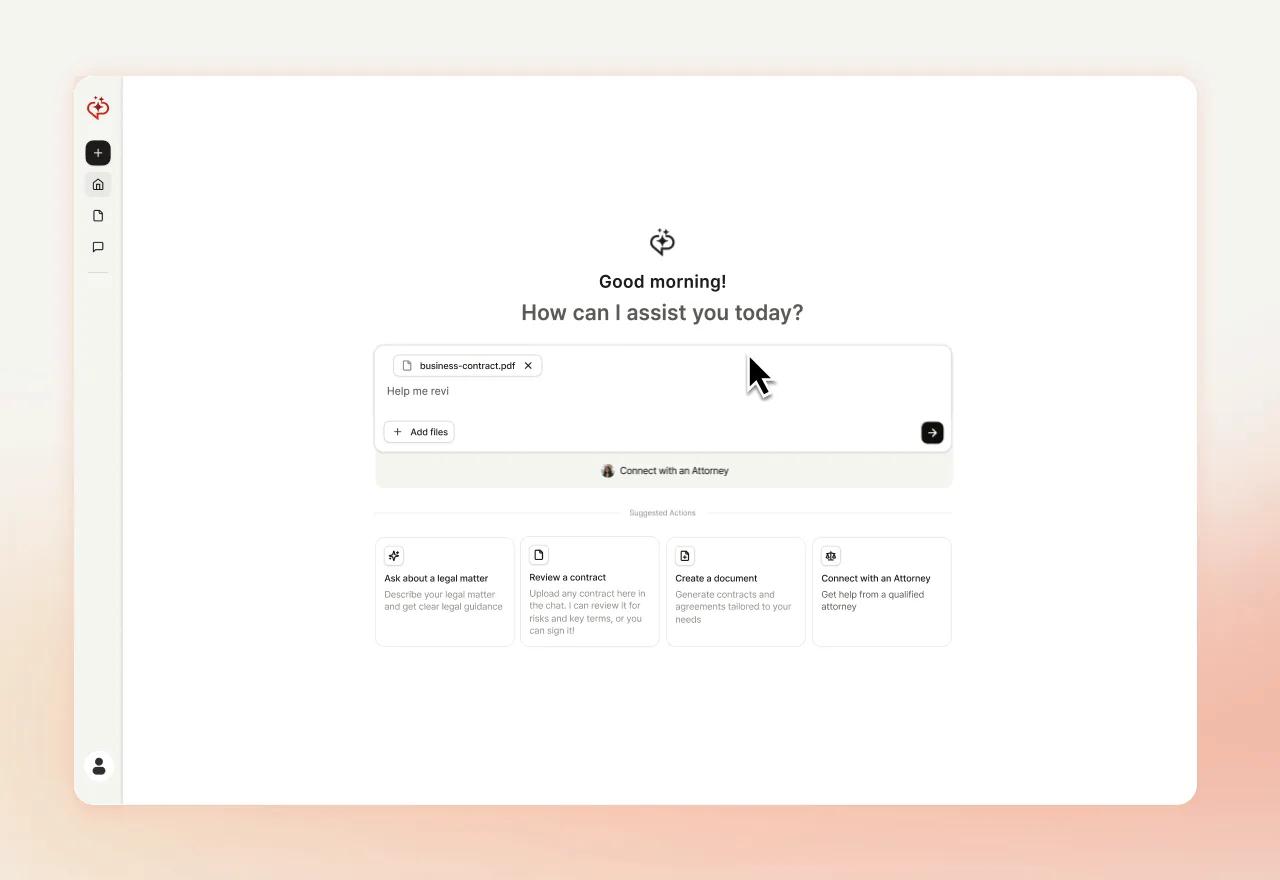 A walkthrough of Rocket Lawyer: uploading a contract, reviewing the issues it flags, and connecting with an attorney