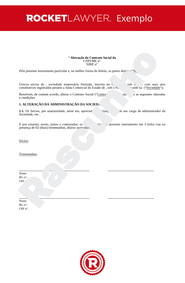 Alteração de Contrato Social - Destituição de Administrador