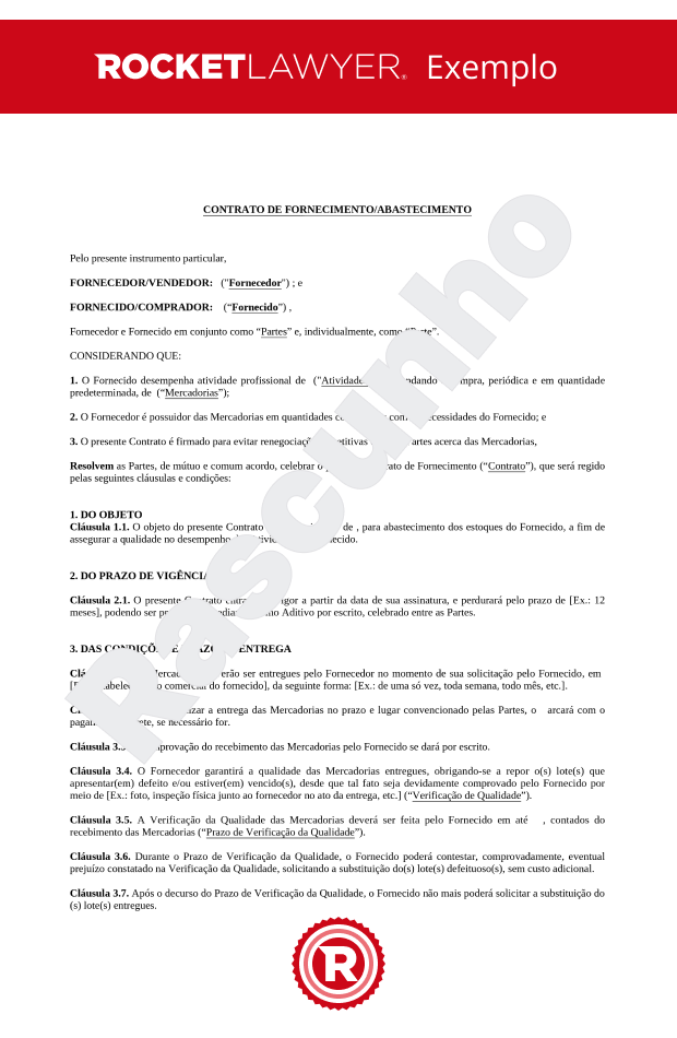 Contrato de Fornecimento/Abastecimento