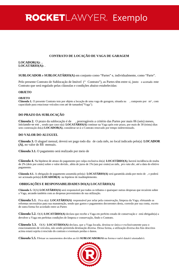 Contrato de Locação de Vaga de Garagem