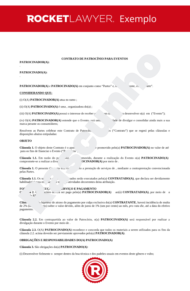 Contrato de Patrocínio para Eventos