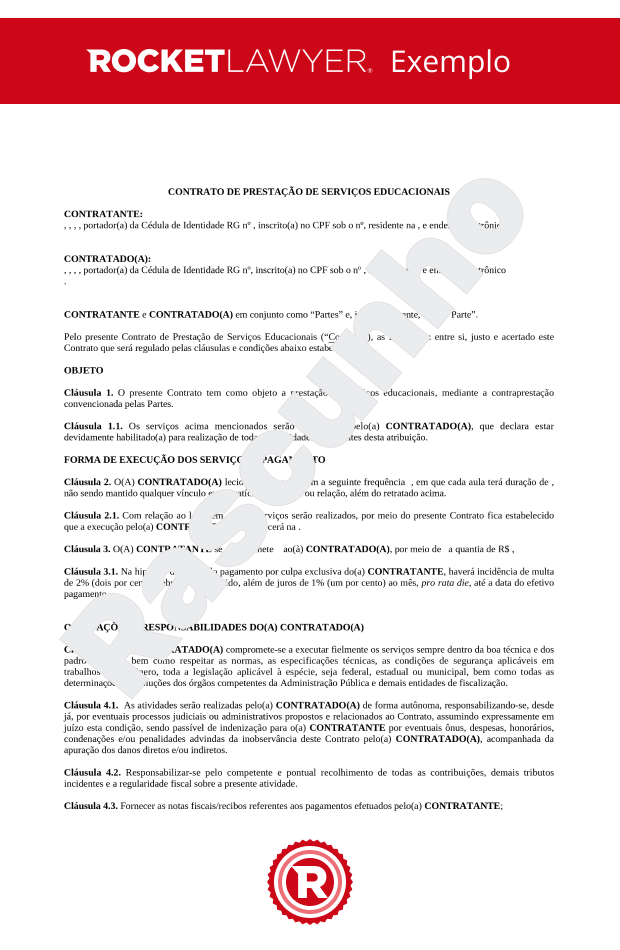 Contrato de Prestação de Serviços Educacionais