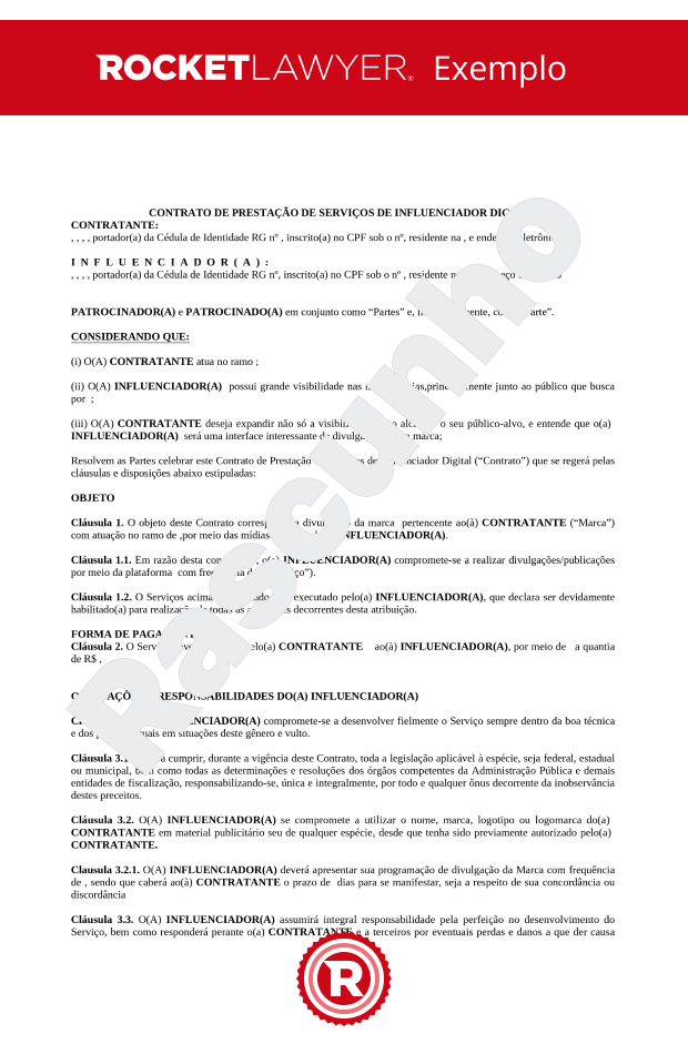 Contrato de Prestação de Serviços de Influenciador Digital