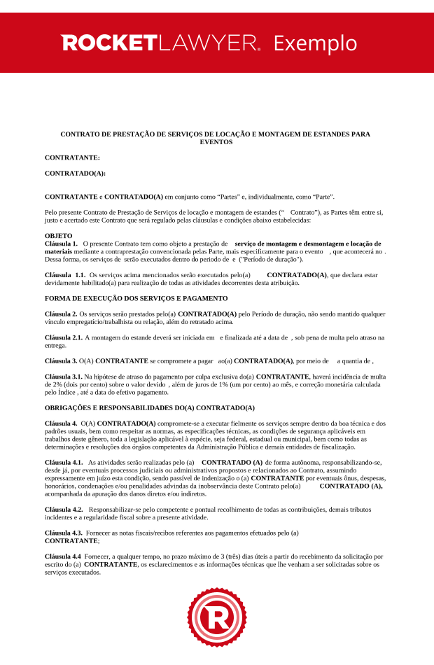 Contrato de Prestação de Serviços e Locação de Estande para Eventos