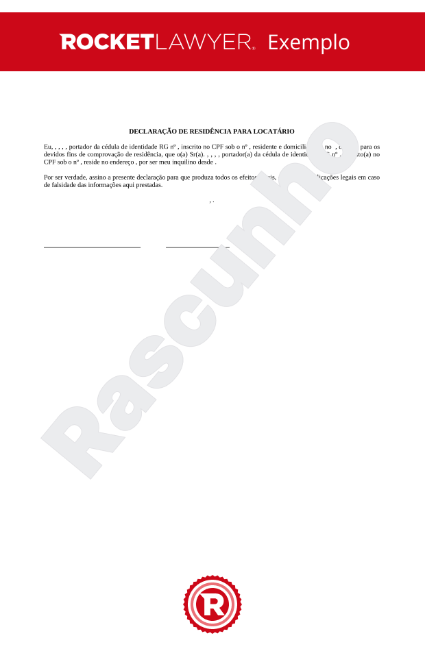 Declaração de Residência para Locatário
