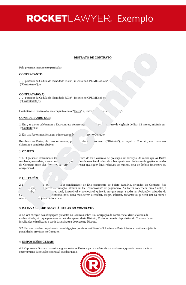 Instrumento Particular de Distrato
