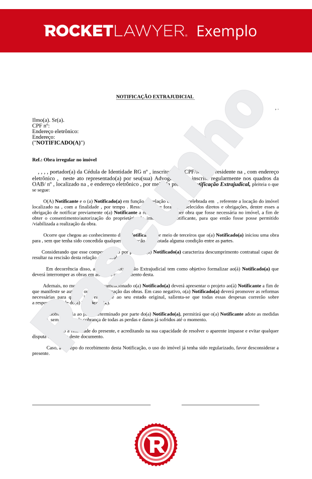 Notificação Extrajudicial - Obra Irregular no Imóvel