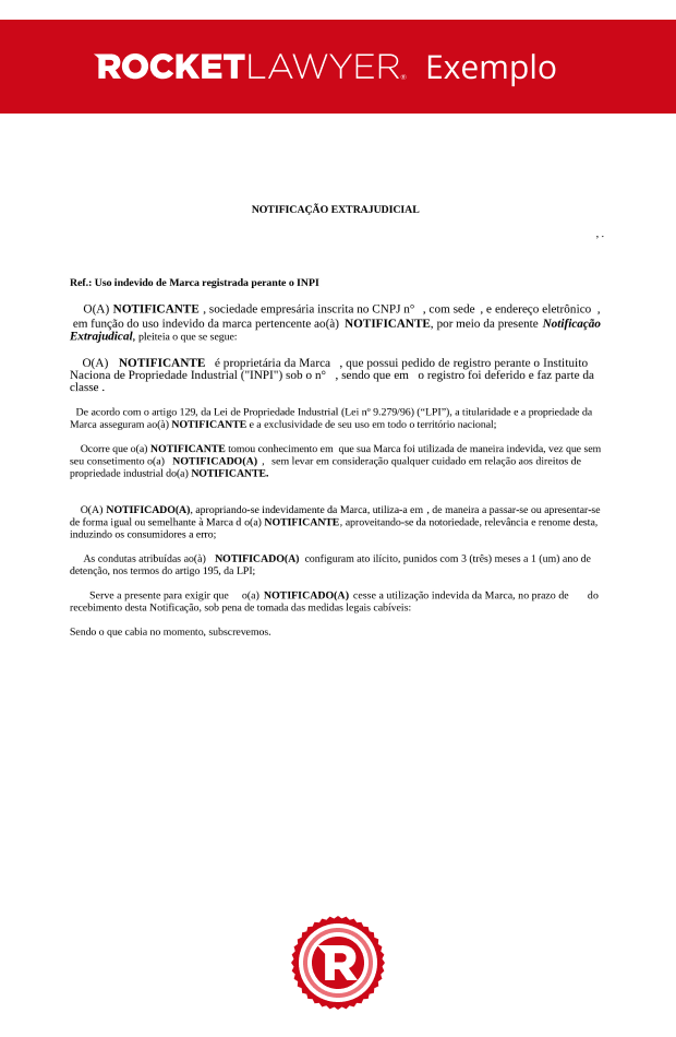 Notificação Extrajudicial sobre Uso Indevido de Marca