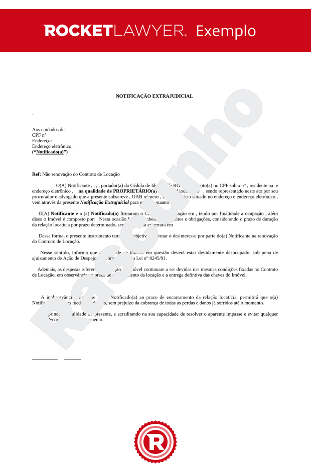 Notificação Extrajudicial - Não Renovação do Contrato de Locação