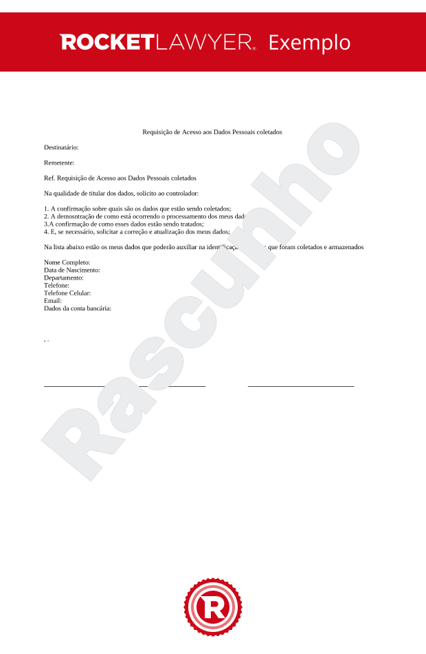 Requerimento de acesso aos dados pessoais coletados
