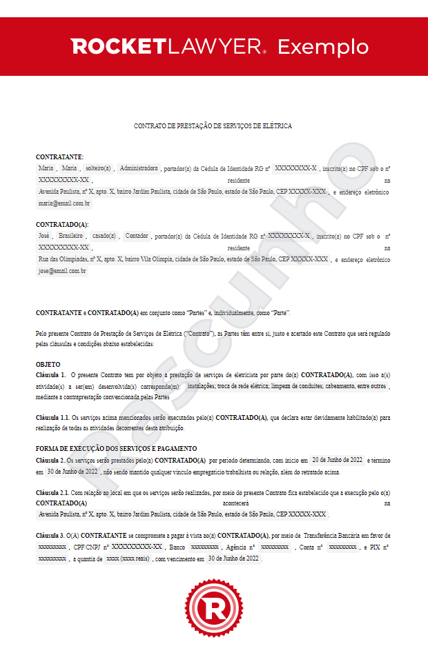 Contrato de Prestação de Serviços de Elétrica