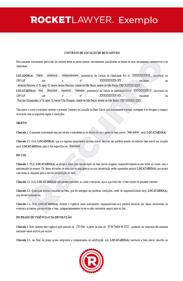 Contrato de Locação de Bem Móvel